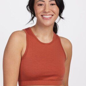 Woolx Small Mila Sport Bra Terracotta High Neck Full Coverage Built In Bra Top